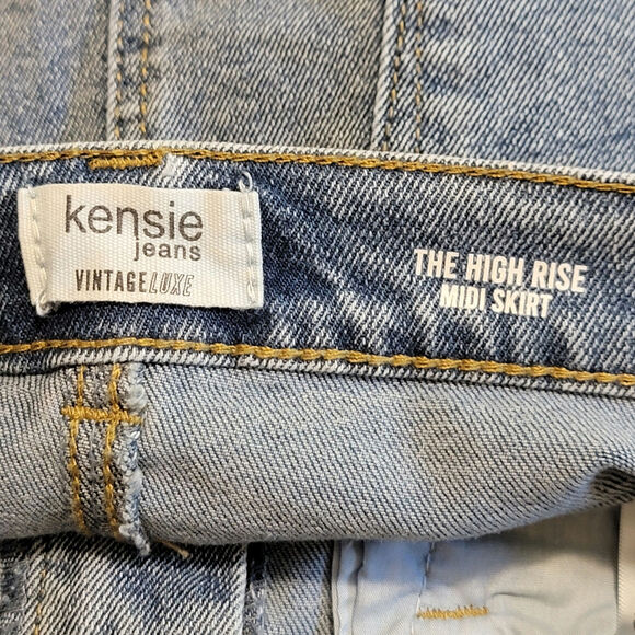 Kensie Jeans The High Rise Midi Skirt Vintage Luxe Blue Denim Casual Classic 10 - Picture 8 of 11